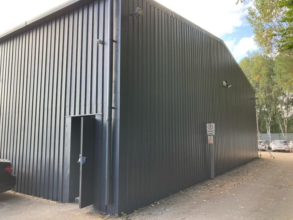Industrial unit entrance, completed spray coating