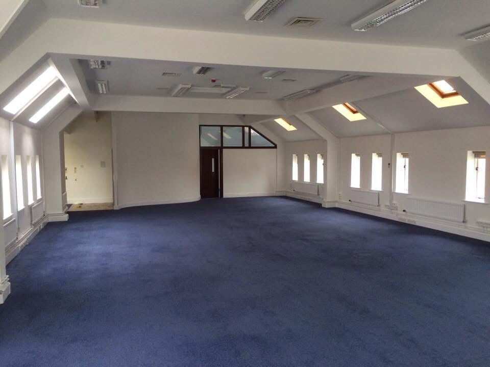 Office space with glazed partitions, freshly painted